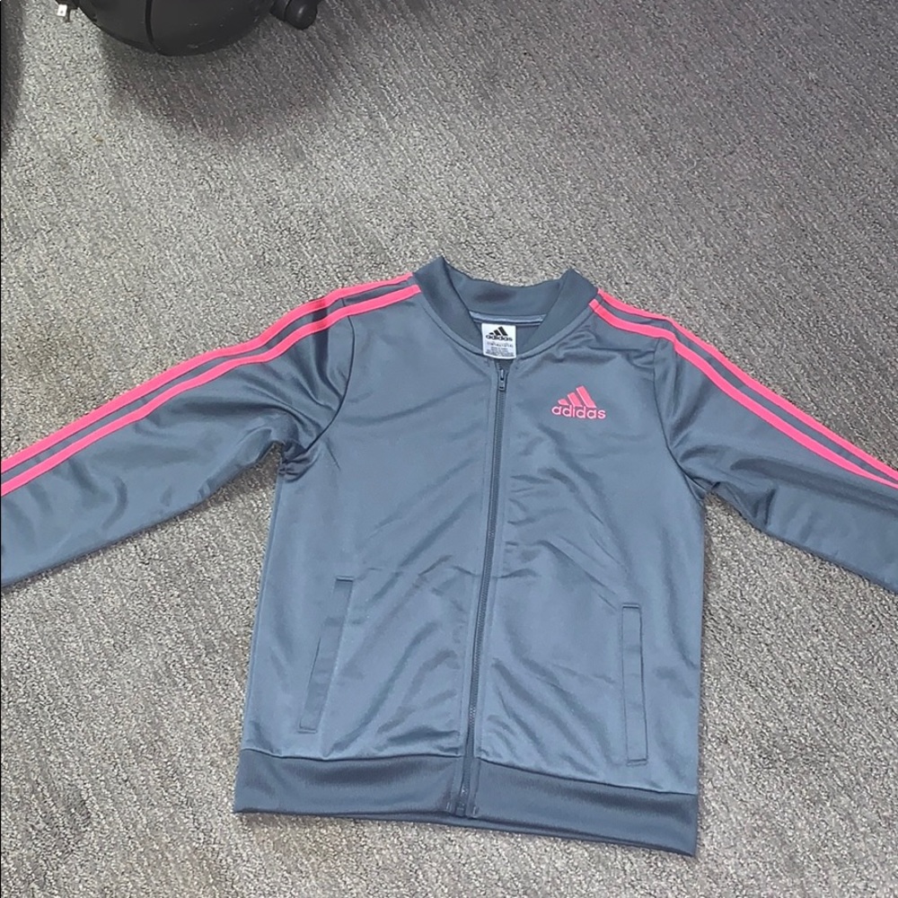 Adidas pink and silver/gray zip up